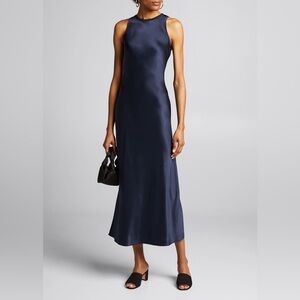 FRAME SILK NAVY BLUE WOMEN’S MAXI DRESS SIZE-LARGE